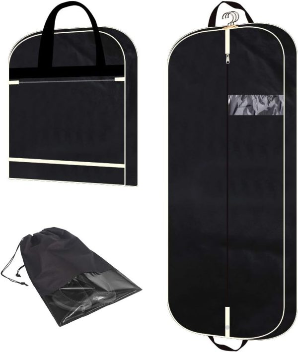 54" Garment Bag with Extra Large Pockets for Travel, Gusseted Suit Cover Mens Womens Foldable Hanging Bags for Clothes Shirts Dresses Coats