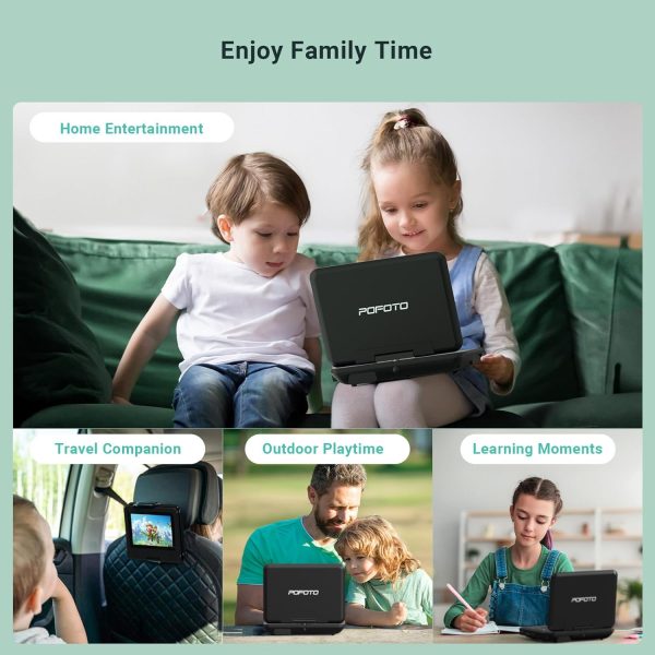 9.5" Portable DVD Player for Kids and Car with 7.5" Swivel Screen, 4-6 Hours Working Time, Car DVD Player with Dual Speakers, Remote Control, Support Sync TV, Region Free USB/SD/AV - Image 7
