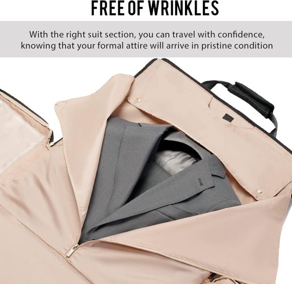 Garment Bag Carry On Convertible Travel Duffel Bag with Shoe Pouch Weekender Bag for Women Men 2 in 1 Hanging Suit Bag with Shoulder Strap Business Travel Bag - Image 2