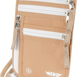 HERO Neck Wallet – RFID Blocking Passport Holder – Easy to Conceal Travel Pouch