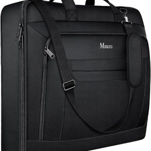 Garment Bags for Travel, Large Travel Suit Bag for Men Women with Shoulder Strap, Wrinkle Free Carry On Garment Bags for Hanging Clothes, Business Foldable Hanging Luggage Bag for Travel, Black