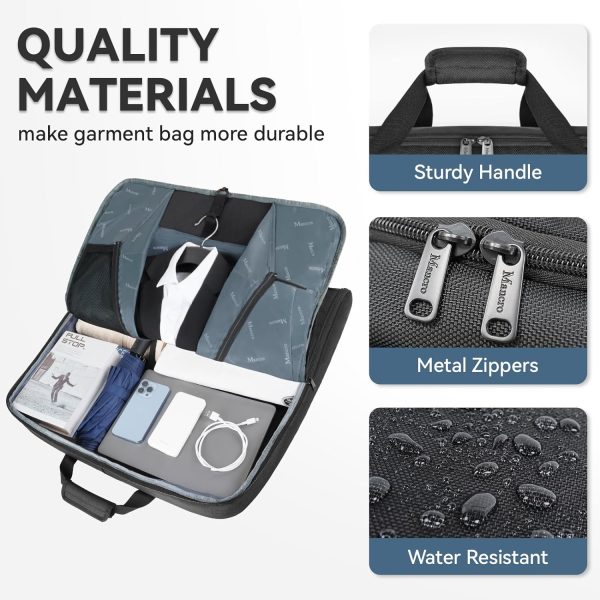 Garment Bags for Travel, Large Travel Suit Bag for Men Women with Shoulder Strap, Wrinkle Free Carry On Garment Bags for Hanging Clothes, Business Foldable Hanging Luggage Bag for Travel, Black - Image 6