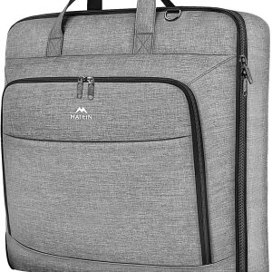 MATEIN Carry On Garment Bags for Travel, Water Resistant Hanging Suit Bag for Men Women, Foldable Garment Luggage with Wrinkle Free Suitcase Cover for Suit Gown Overshirt Sweater, Grey