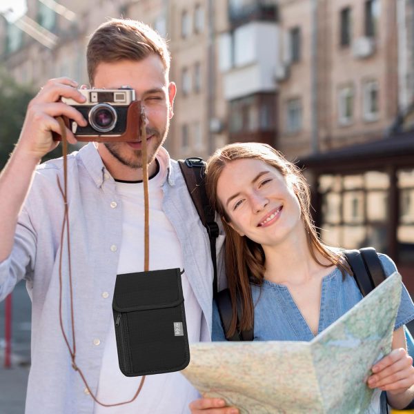 Travel Neck Wallet with RFID Blocking – Passport Holder Organizer Neck Pouch – Portable Easy to Conceal Travel Pouch (Black) - Image 6