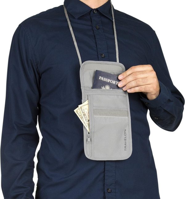RFID Blocking Undergarment Neck Pouch, Gray, 8 x 5.25 x .125 - Image 5